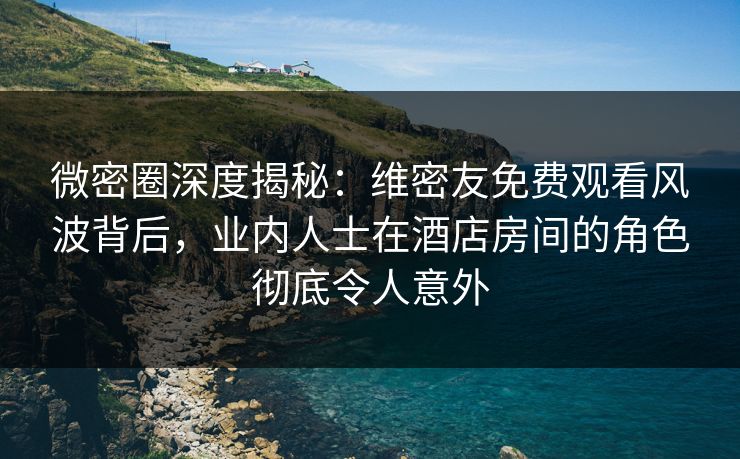 微密圈深度揭秘：维密友免费观看风波背后，业内人士在酒店房间的角色彻底令人意外