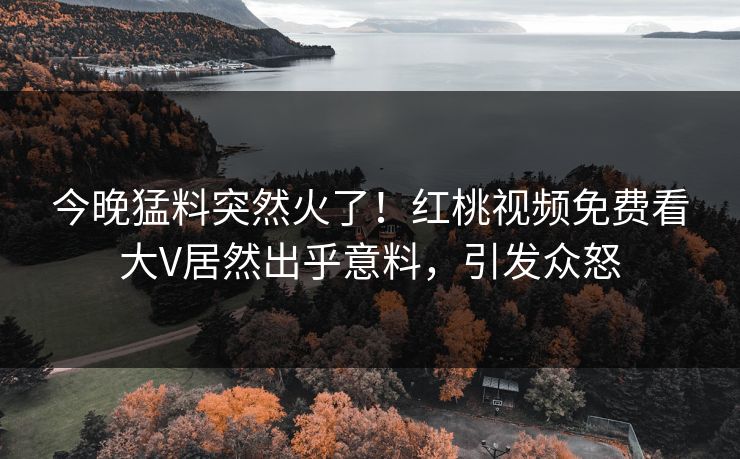 今晚猛料突然火了！红桃视频免费看大V居然出乎意料，引发众怒