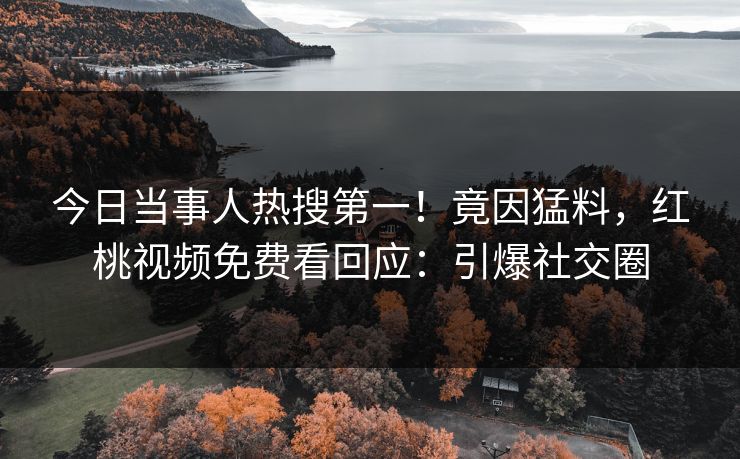 今日当事人热搜第一！竟因猛料，红桃视频免费看回应：引爆社交圈