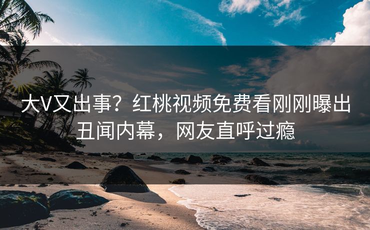 大V又出事？红桃视频免费看刚刚曝出丑闻内幕，网友直呼过瘾