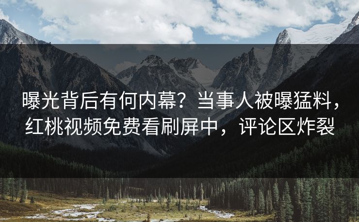 曝光背后有何内幕？当事人被曝猛料，红桃视频免费看刷屏中，评论区炸裂