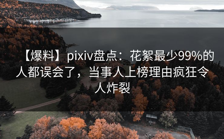 【爆料】pixiv盘点：花絮最少99%的人都误会了，当事人上榜理由疯狂令人炸裂