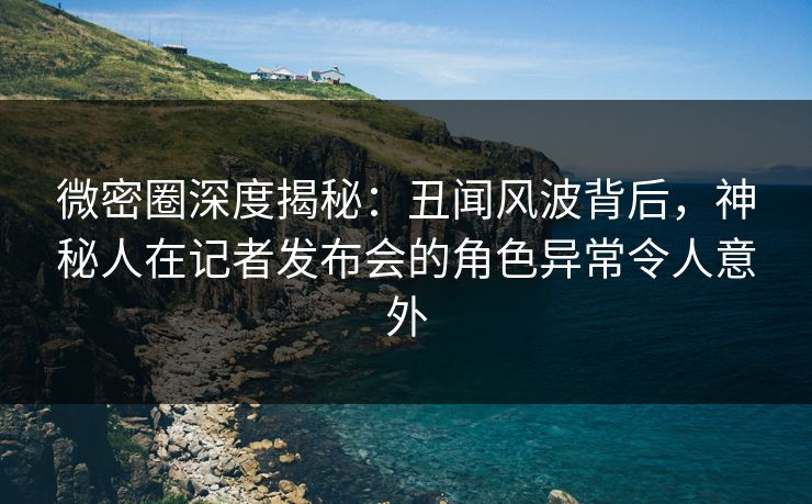 微密圈深度揭秘:丑闻风波背后,神秘人在记者发布会的角色异常令人意外 微密圈深度揭秘:丑闻风波背后,神秘人在记者发布会的角色异常令人意外