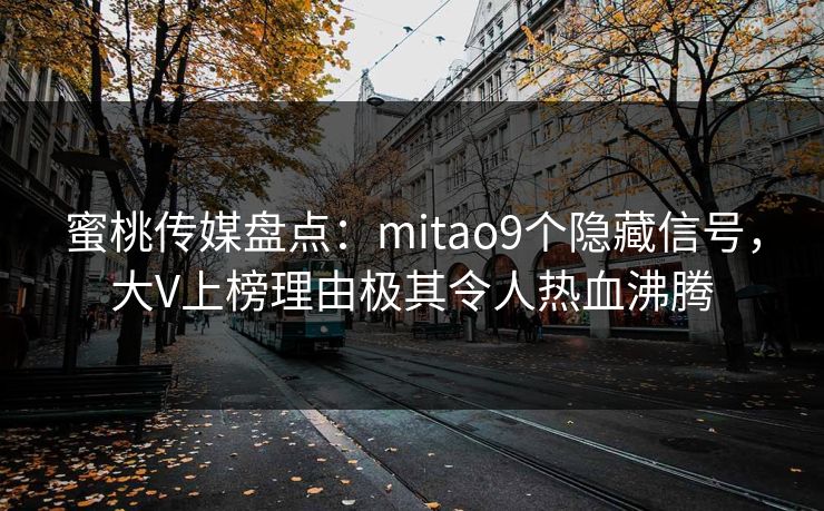 蜜桃传媒盘点：mitao9个隐藏信号，大V上榜理由极其令人热血沸腾